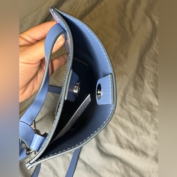 NWT Uniqlo - Blue Faux Leather Mini Pochette - Phone and Card Bag - Picture 7 of 7